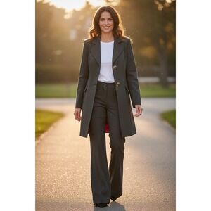 Cache Vintage 90s Y2K Gray  Blazer Cargo Dress Pants Set M 6 Academia Duster